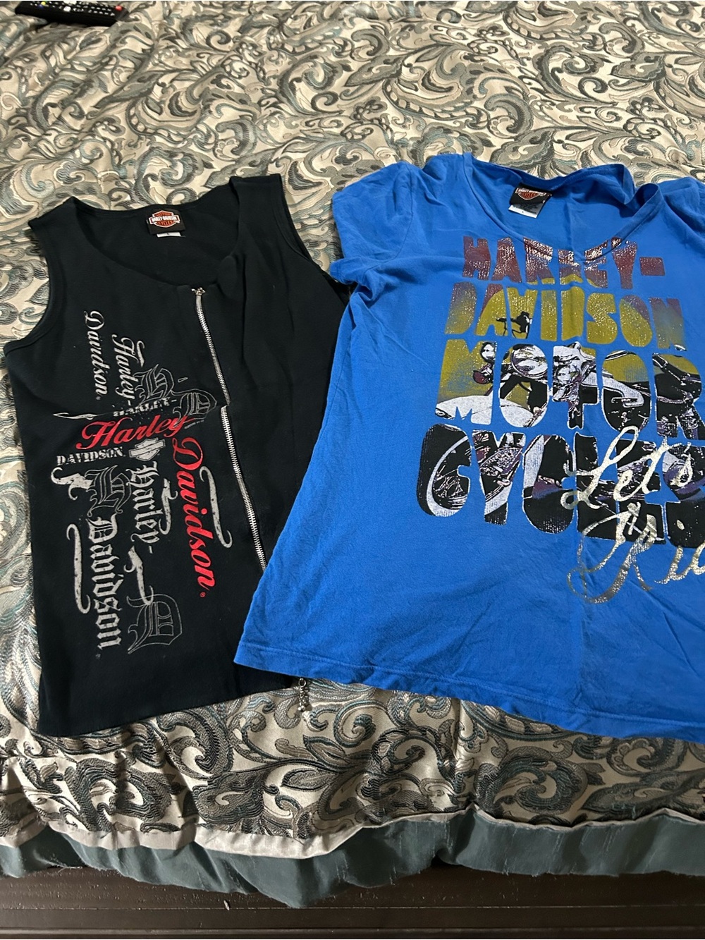 Harley-Davidson Black Zip Tank and Royal Blue Graphic Tee